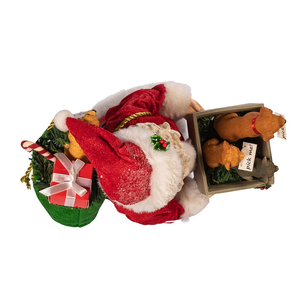 Kurt Adler 10.5-Inch Fabriché™ Adopt-a-Pet Santa with Dog, 2 Piece Set